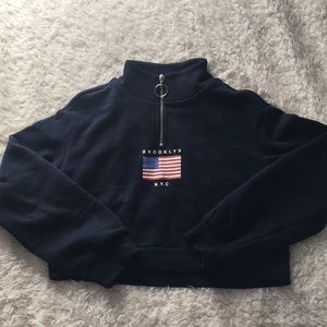 H&M navy blue cropped sweater